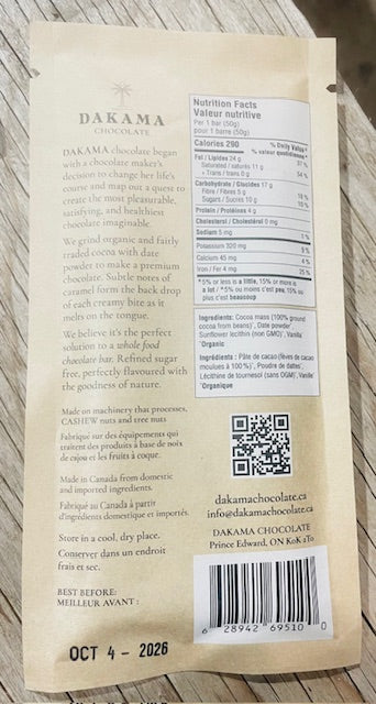 Chocolate Natural Sweetened - Ontario Plant Based Chocolate