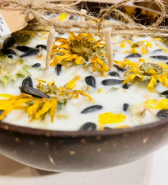 Sunflowers Candle - Soy Wax Bowl Candle With Sunflowers